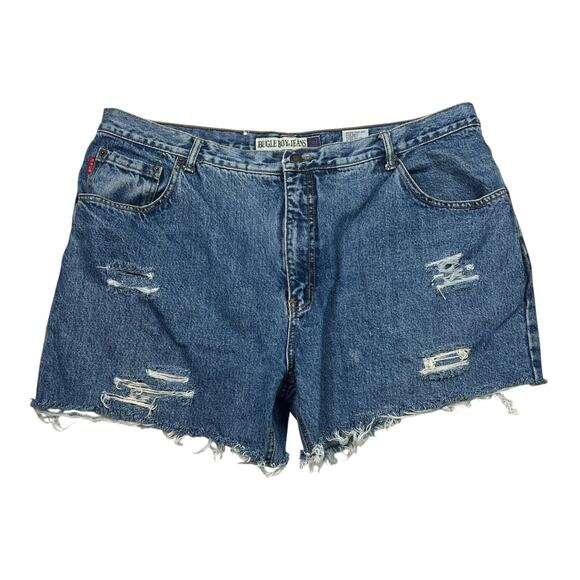 Bugle Boy VTG Distressed Cut Off High Rise Frayed Jean Denim Shorts 16/18 - Picture 1 of 6